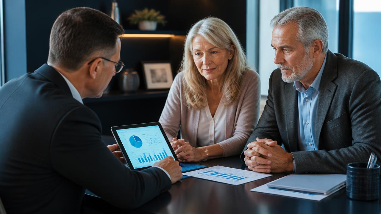Investors reviewing a retirement rollover plan with a VaultX advisor